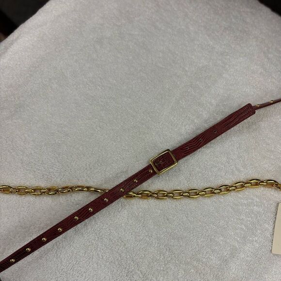Boston Proper Ladies Leather & Gold Chain Belt main image 2